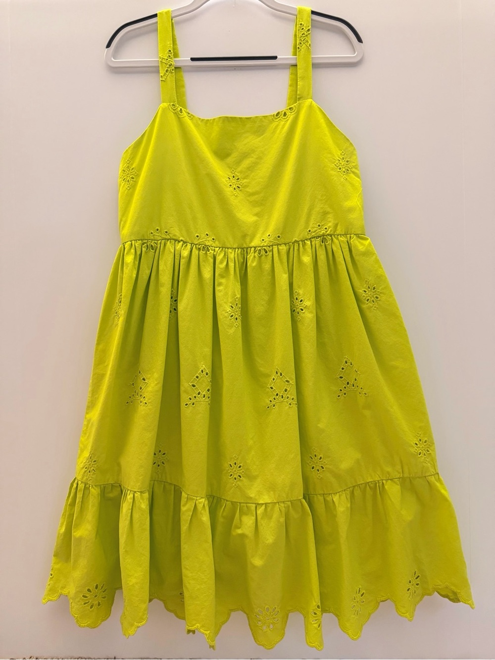 Zara Girls Neon Lime Eyelet Tiered Sundress Kids Spring-Summer